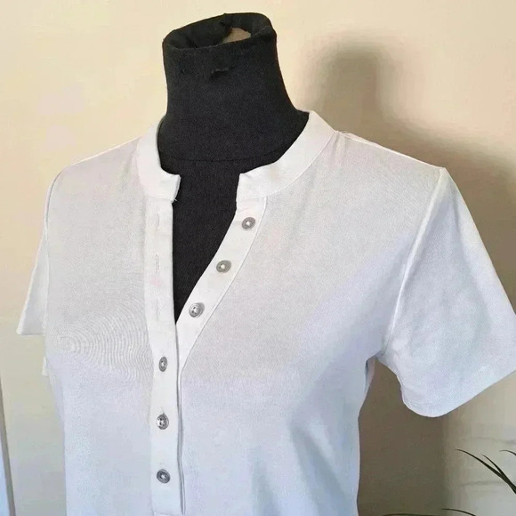 New! Calvin Klein Jeans White T-shirt Small  Henley Button Up Casual Cotton Tee - Picture 11 of 12